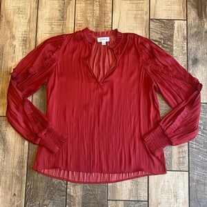 Evereve Rich Red Pleated Blouse